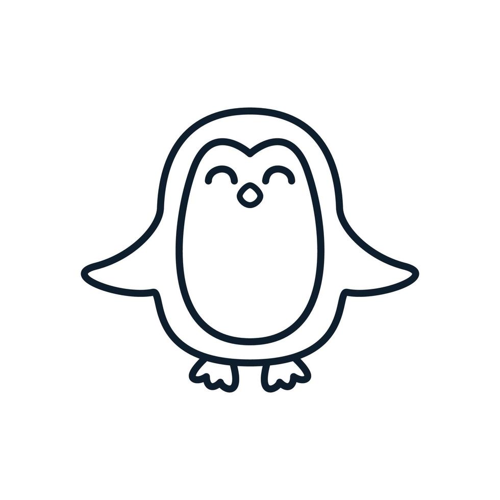 pinguin niedlichen cartoon glücklich linie logo symbol illustration vektor
