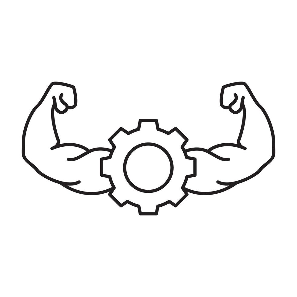 linje hand stark gym med redskap logotyp symbol ikon vektor grafisk design illustration idé kreativ