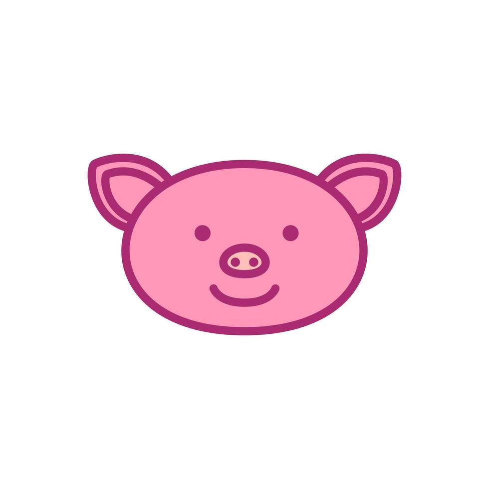 Schwein oder Ferkel Kopf Gesicht Lächeln niedlich Cartoon Logo Vektor Illustration Design
