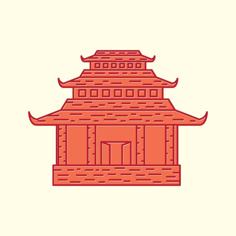 asiatiska hem kultur monument vintage logotyp vektor ikon design illustration