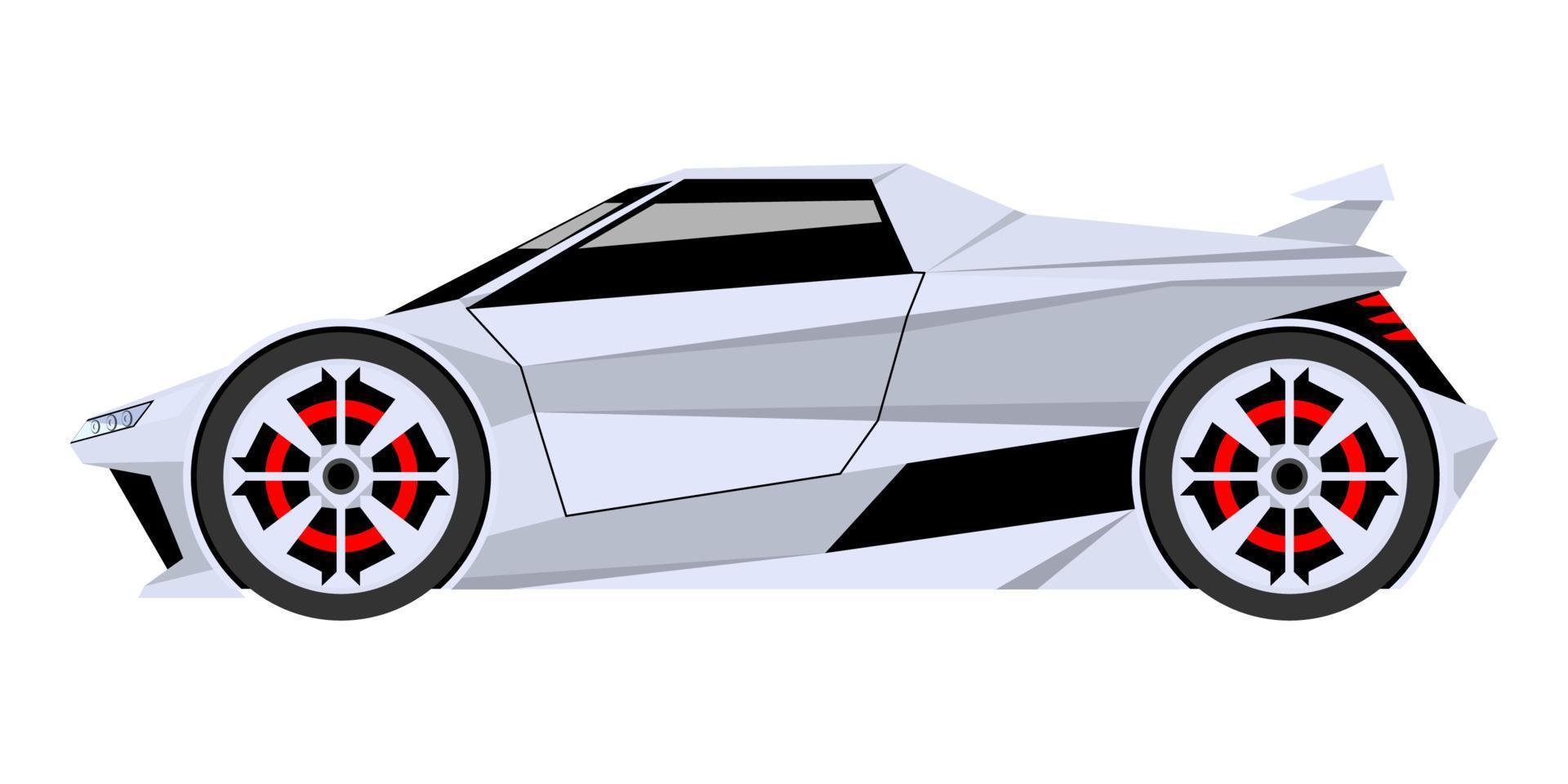 sportbil sidovy tecknad isolerade vit bakgrund vektor
