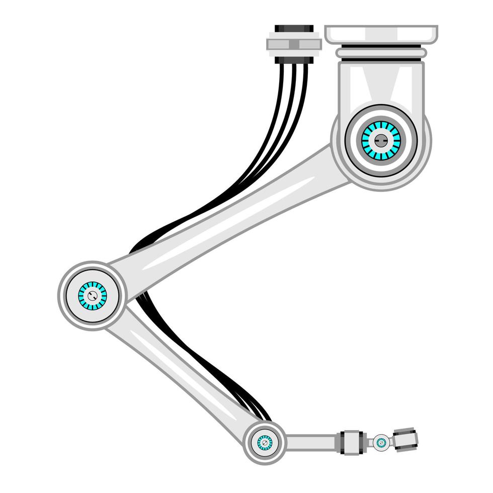 vit industriell robot manipulator tecknad stil isolerad vit bakgrund vektor