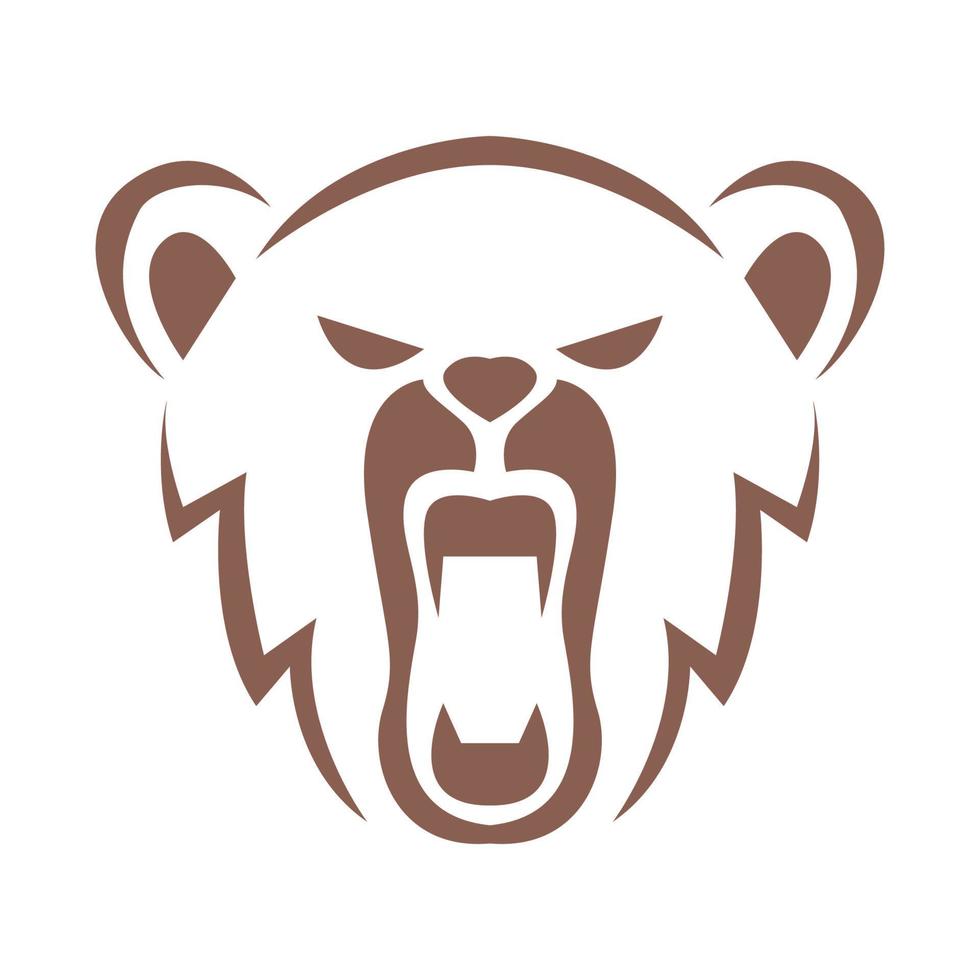 gesicht bär grizzly brüllen minimal logo design vektorgrafik symbol symbol zeichen illustration kreative idee vektor