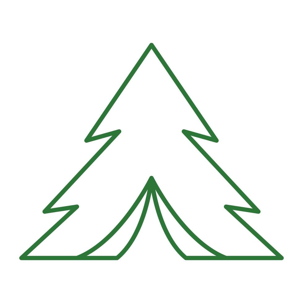 Linie grüner Baum Kiefer mit Lagerzelt Logo Design Vektorgrafik Symbol Symbol Zeichen Illustration kreative Idee vektor
