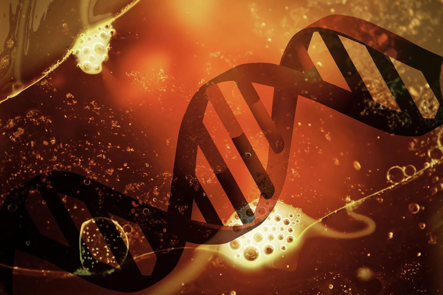 DNA-Doppelhelix-Strang auf abstraktem, leuchtendem Hintergrund. 3D-Darstellung der DNA-Struktur. vektor
