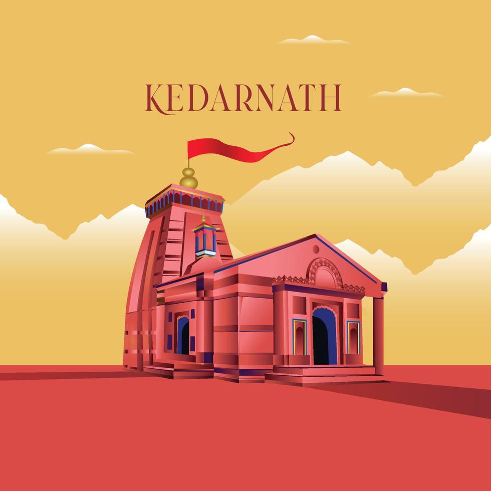 kedarnath der shiva-tempel rudraprayag, uttarakhand, indien-vektor vektor