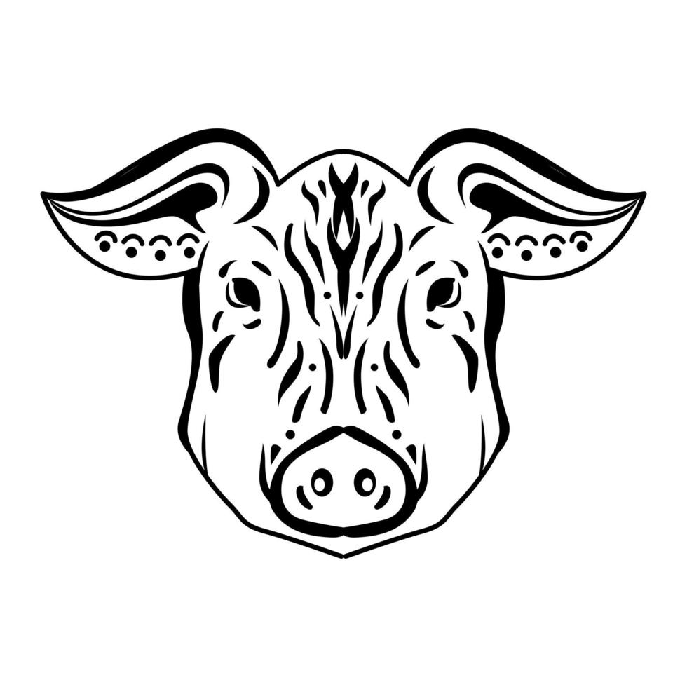stilisierter Schweinekopf chinesisches Tierkreiszeichen. vektor