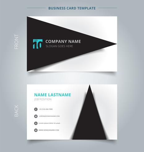 Kreativt visitkort och namnkortsmall, Svart triangel grafisk med skugga på vit färgbakgrund. vektor