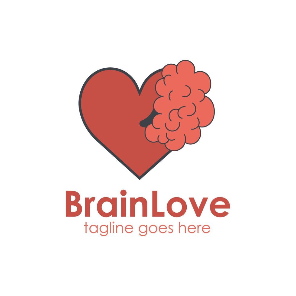 Brain Love Logo-Design-Vorlage einfach und einzigartig. perfekt für Geschäft, Mensch, Menschen usw. vektor