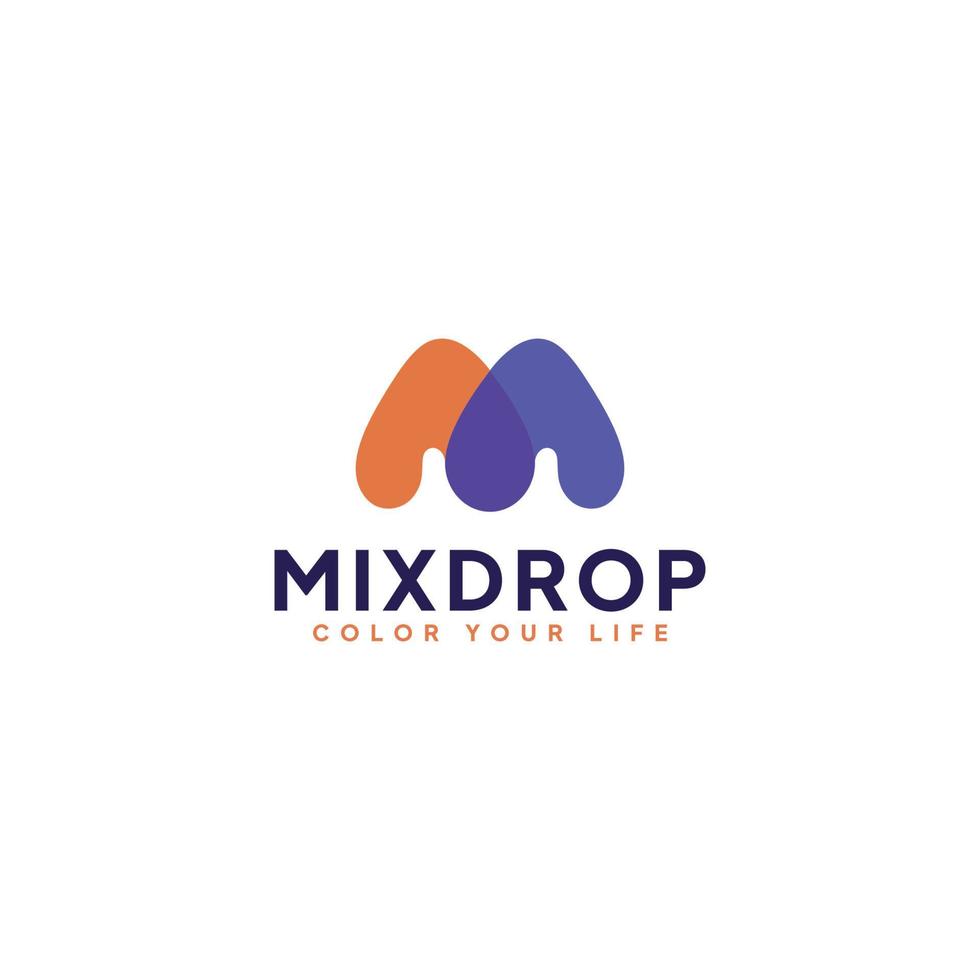 Mixdrop-Symbol-Logo-Vektor, Buchstabe m-Logo-Vektor. vektor