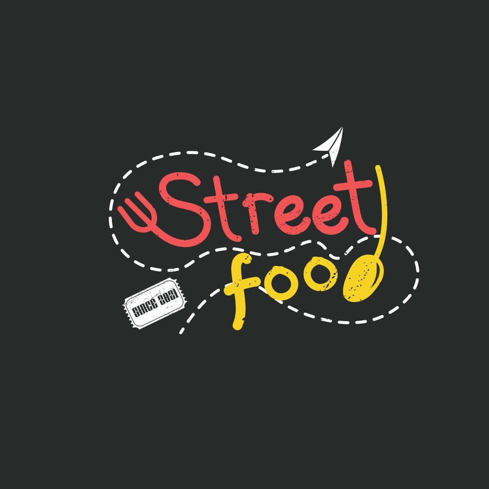 street food logotyp vektor på en mörk bakgrund