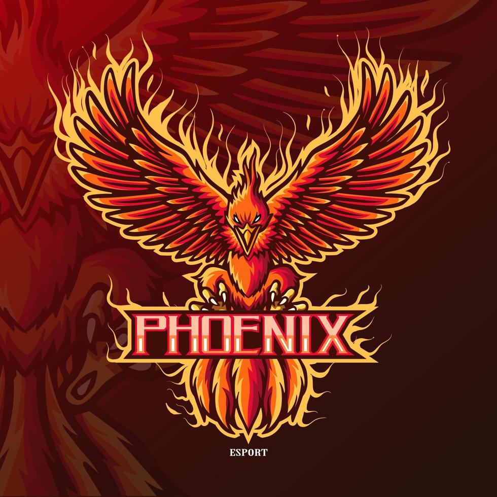 phoenix fågelmaskot. esport-logotypdesign vektor