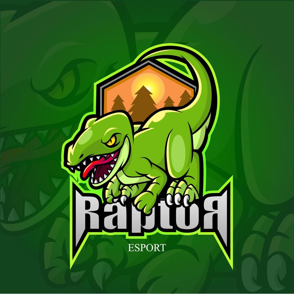 raptor-maskottchen-esport-logo-design. vektor