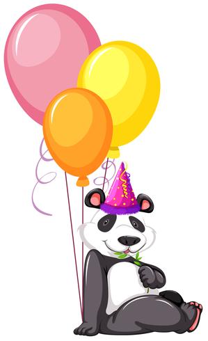 En panda med ballonger vektor