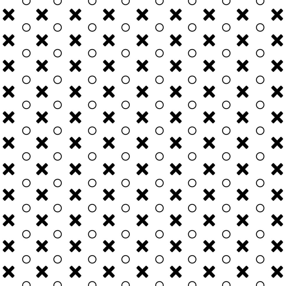 Memphis-Stil einfaches Vektor-Xo-Muster, Grunge-Textur mit Symbolen von Null und Kreuz. vektor