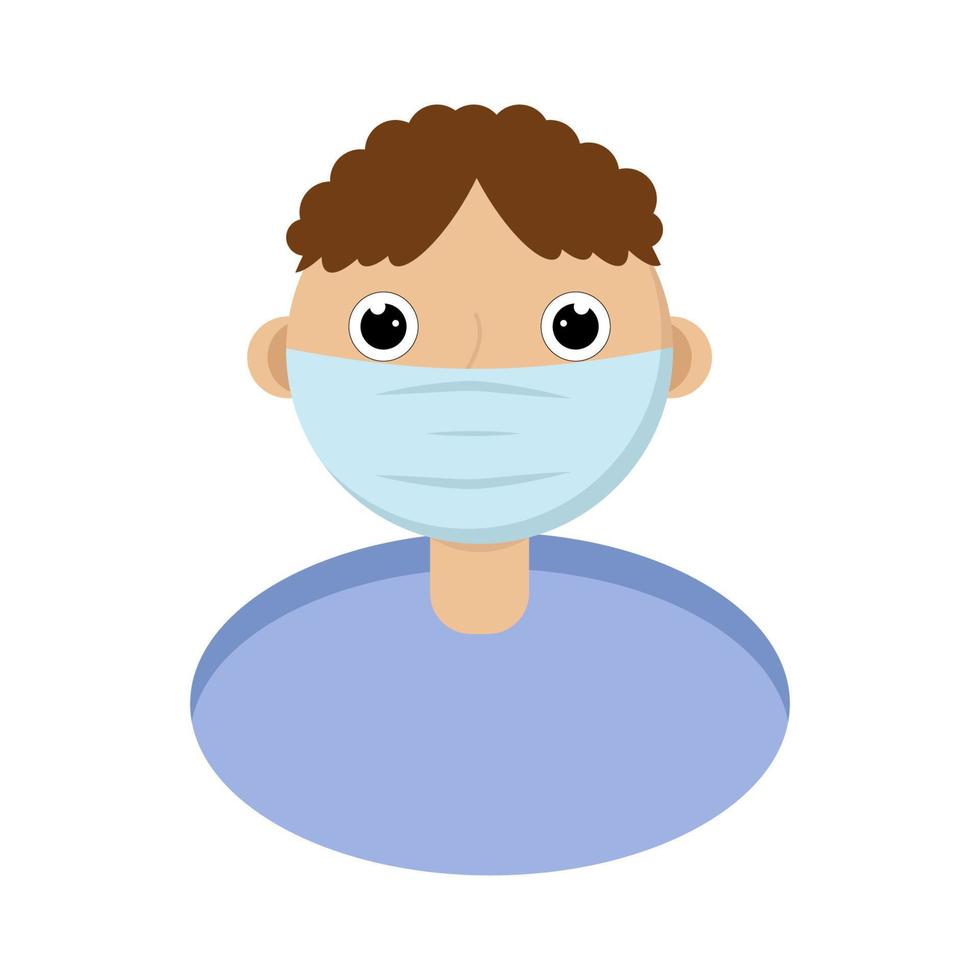 en ung man i en skyddande medicinsk mask.en tonåring skyddad från viruset.skydd från virus och sjukdomar.mänskligt huvud.vektorillustration vektor