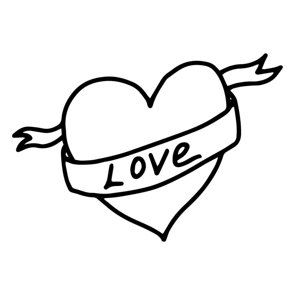 hjärta med ett band med inskriptionen kärlek vektor