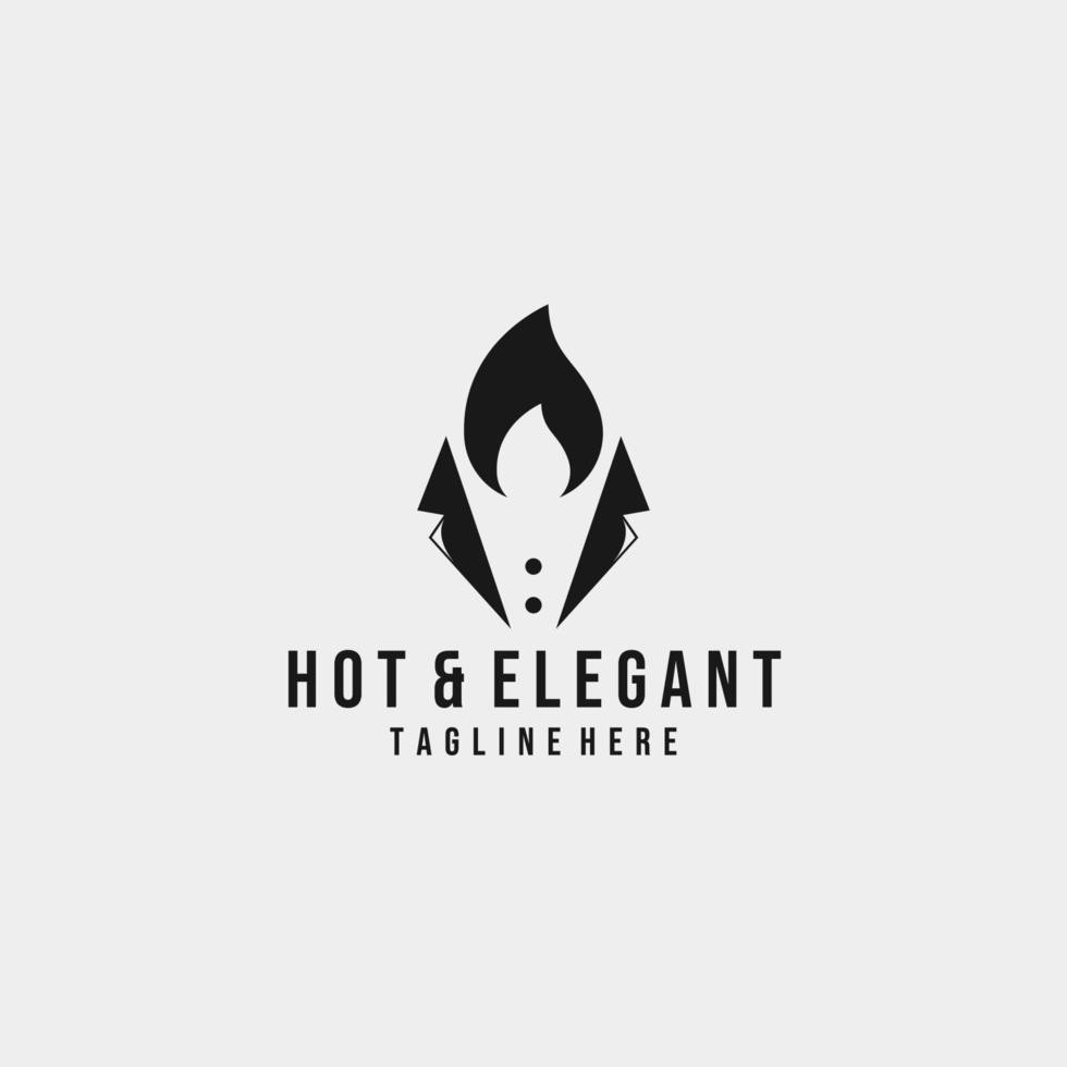 heißes und elegantes Logo-Design. ein Feuer in einer Anzug-Logo-Vorlage. Vektor-Illustration vektor