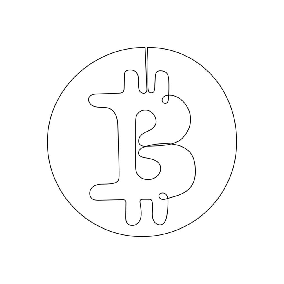 kontinuerlig linjeritning av bitcoin digital valuta. vektor illustrationer.