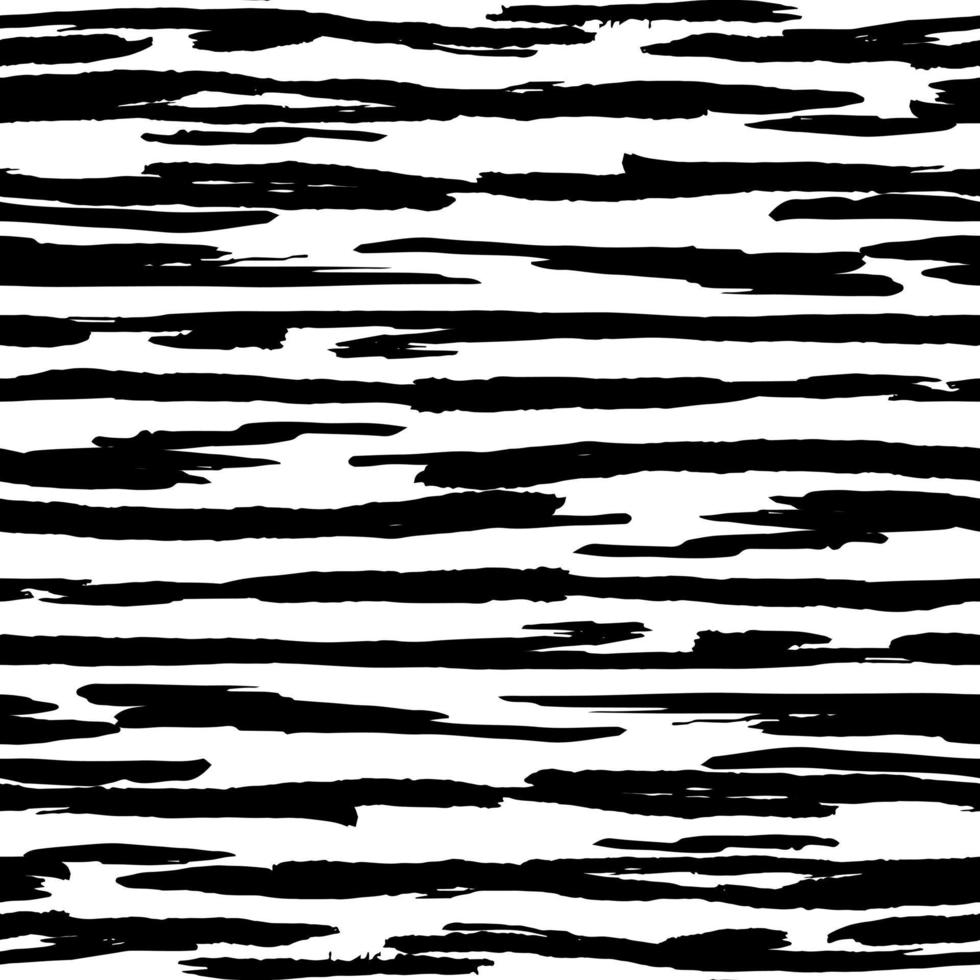 handritad konstnärliga borste ränder seamless mönster. svart bläck rand bakgrund. vektor
