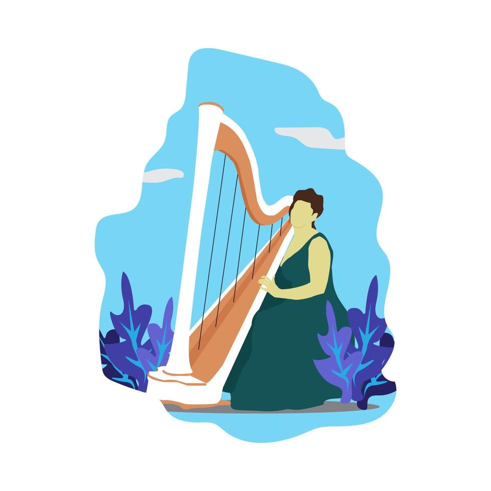 musiker spelar harpa vektorillustration vektor