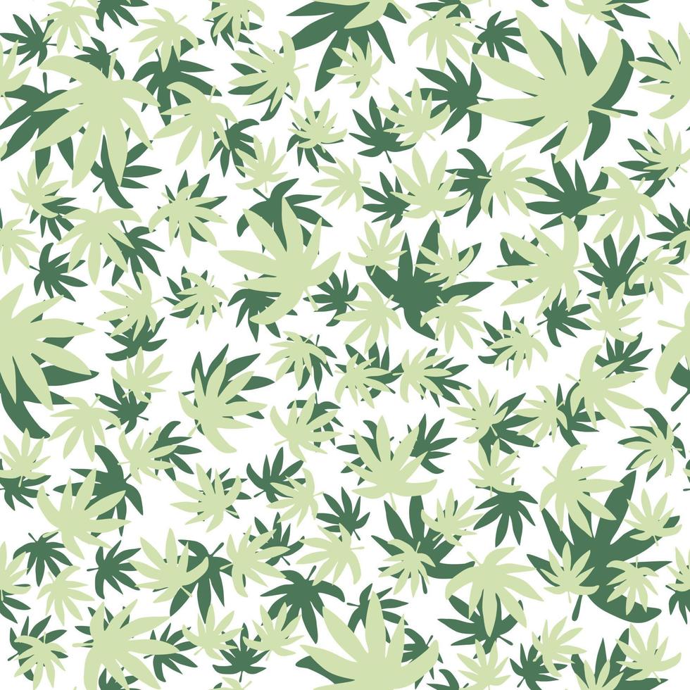 marijuana platt blad vektor bakgrund. gröna blad cannabis seamless mönster.