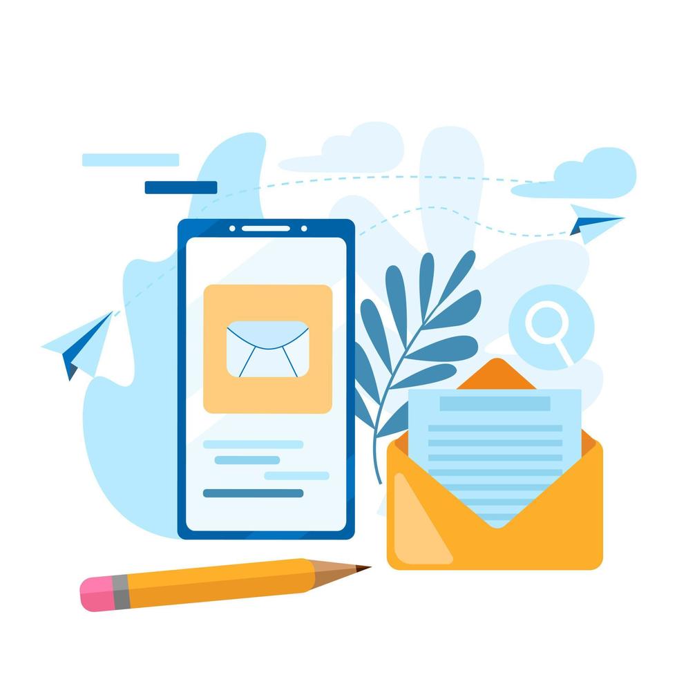 E-Mail senden. Konzept des Anrufs, Adressbuch, Notizbuch. Kontaktieren Sie uns Symbol. Symbol für gesendete E-Mail auf dem Bildschirm des Mobiltelefons. vektor