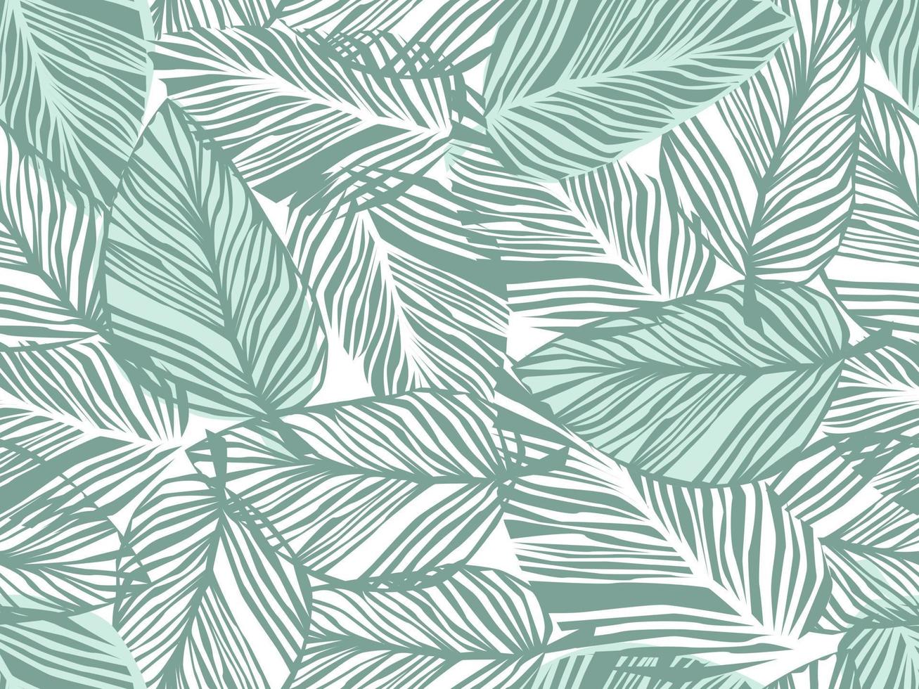 tropiska mönster, palmblad sömlös vektor blommig bakgrund.