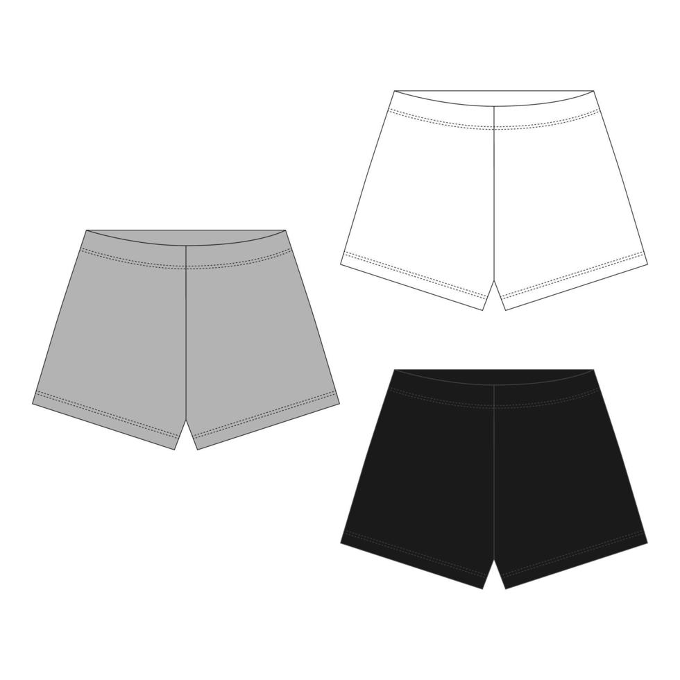 Satz technische Skizze Unisex-Shorts. Umriss Shorts Hosen. vektor