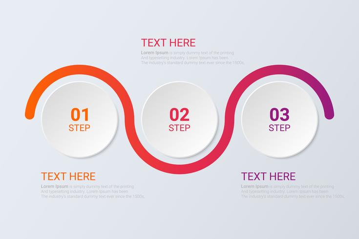 Drei Schritte Infografiken. Workflow-Strategie oder Teamarbeit. vektor