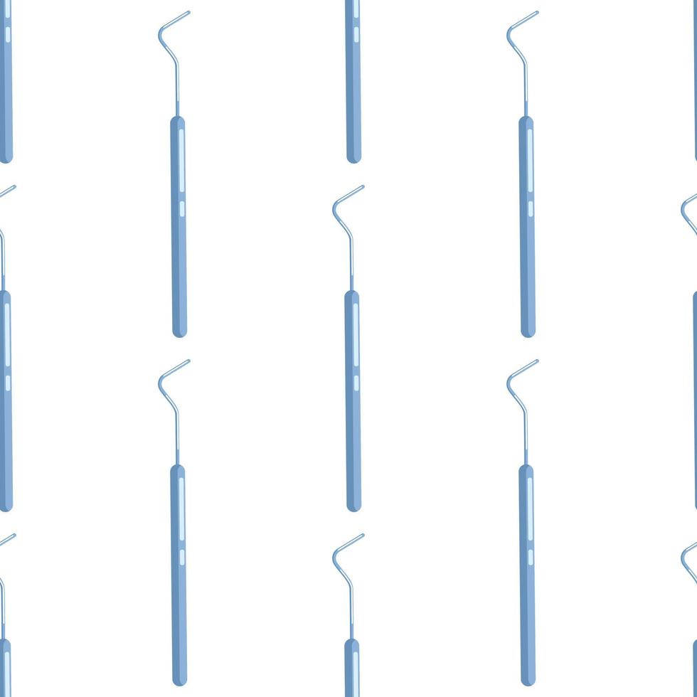 kyrett metall tandläkare verktygsikon sömlösa mönster. stål dental scaler platt bakgrund. vektor