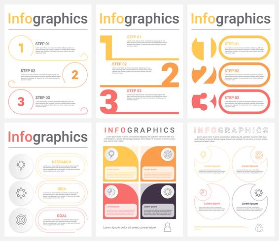 Satz von Business-Infografik-Vorlagen mit 3-4 Schritten, Prozessen oder Optionen. Abstrakte moderne Infografik. vektor