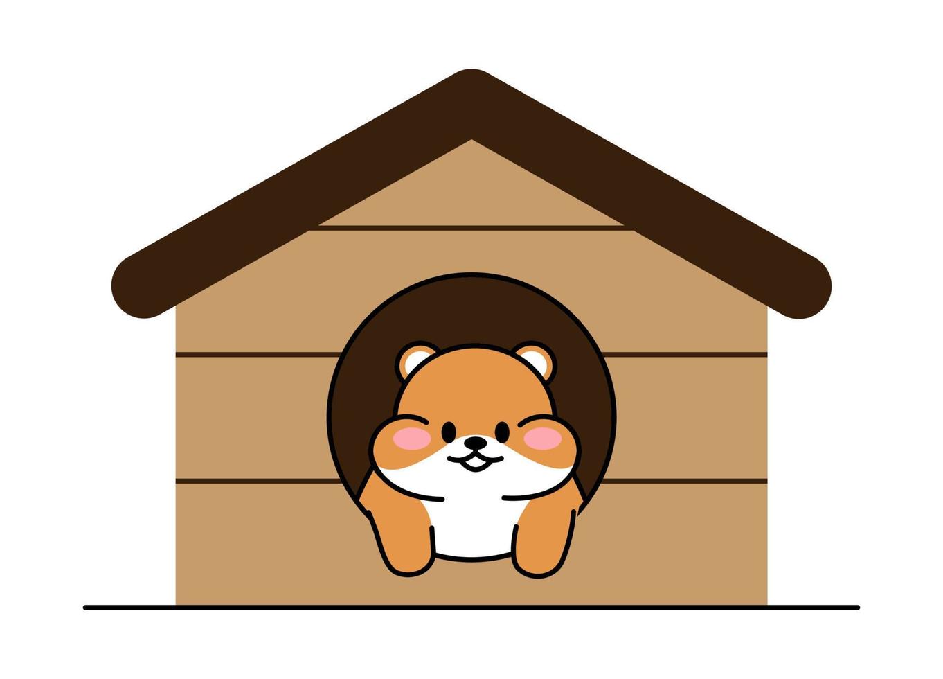 söt tecknad hamster. kawaii djur i huset. avatar maskot rolig karaktär klistermärke isolerad på vit bakgrund. vektor stock illustration