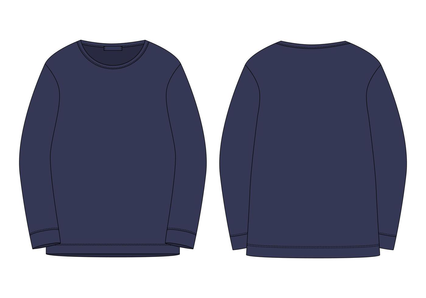 teknisk skiss sweatshirt isolerad i blå färger. vektor mockup mall jumper.