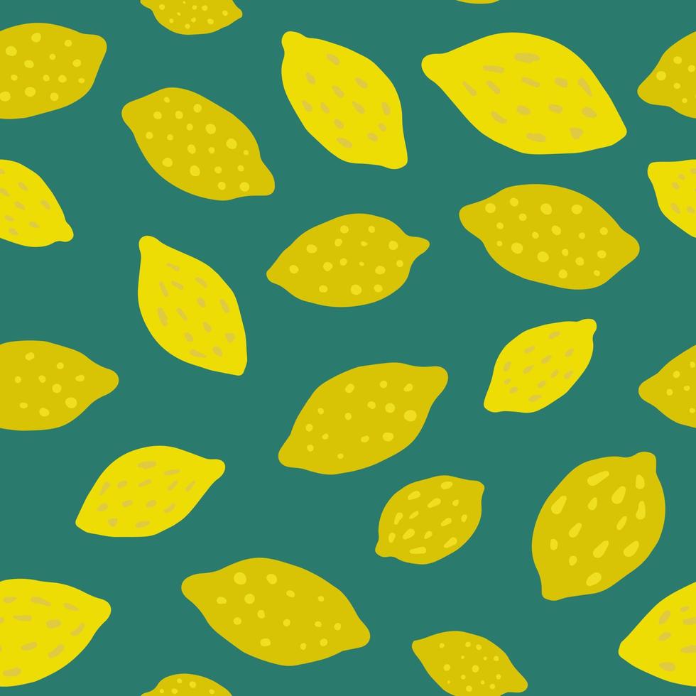 citron seamless mönster på grön bakgrund. samling av citrusfrukter. vektor