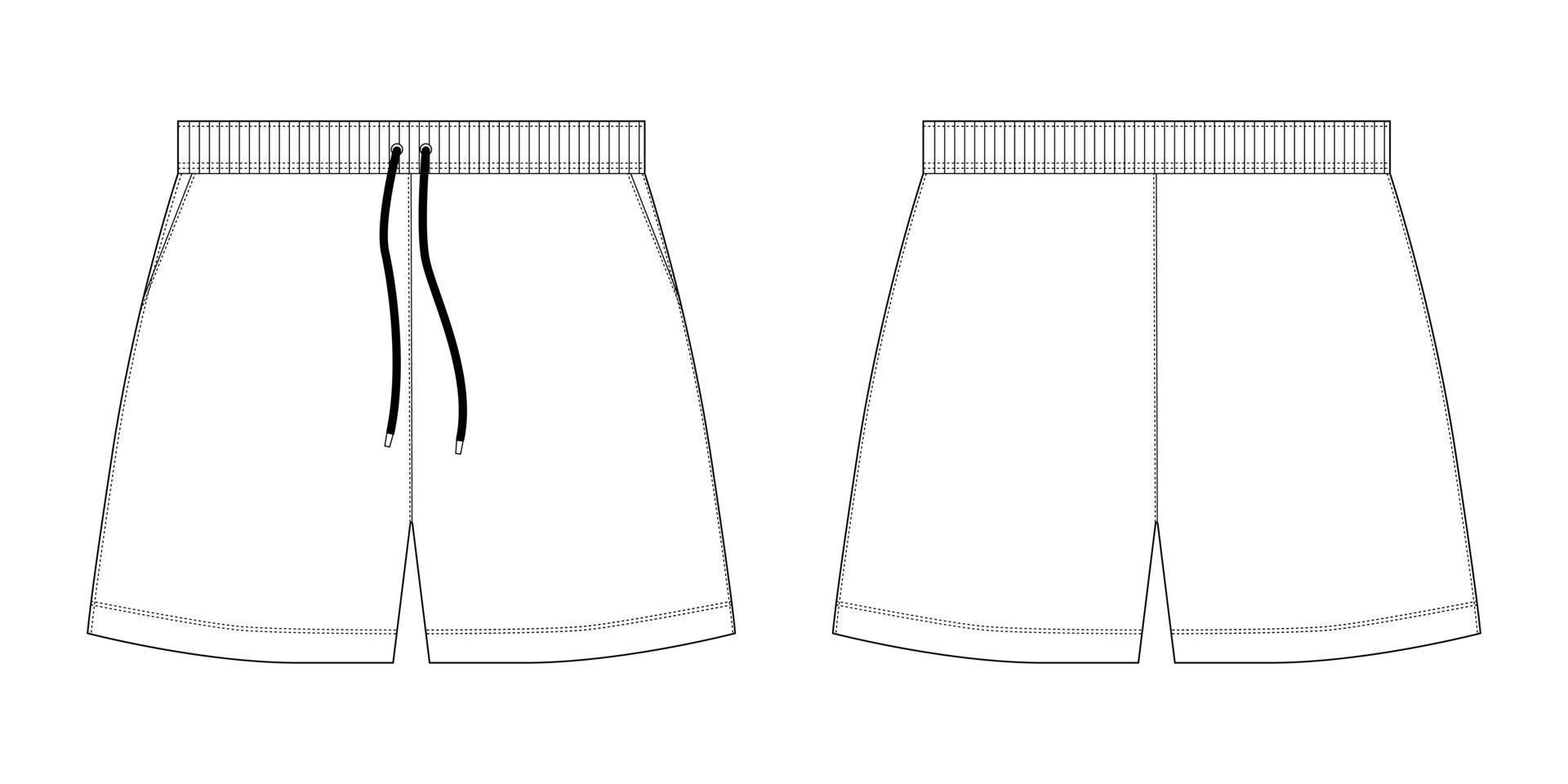 teknisk skiss sport shorts byxor designmall. vektor