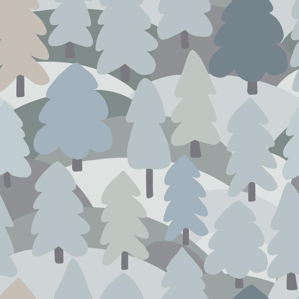 enkelt skogsträd seamless mönster. doodle skog landskap bakgrund. vektor