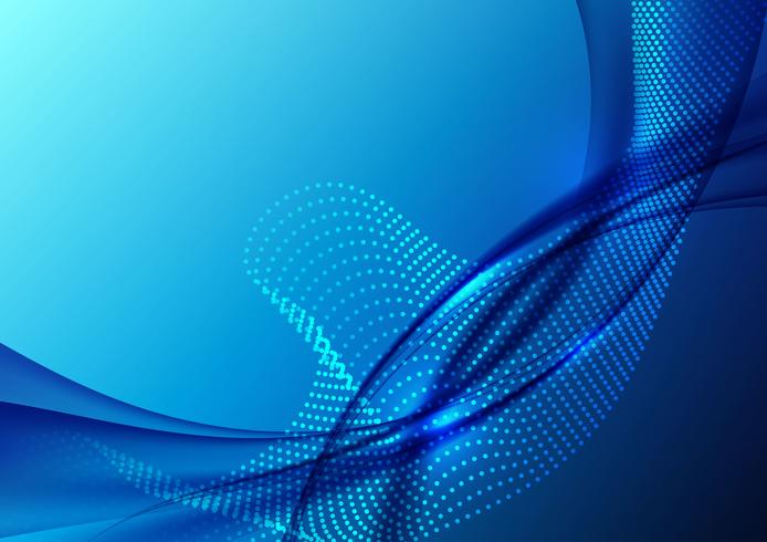 Blå färgvågor partikel och geometrisk abstrakt bakgrundsdesign. vektor illustration