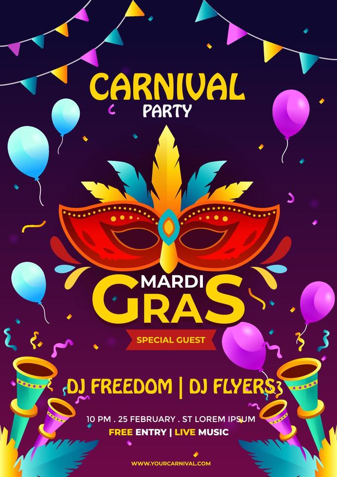 mardi gras karneval affisch vektor