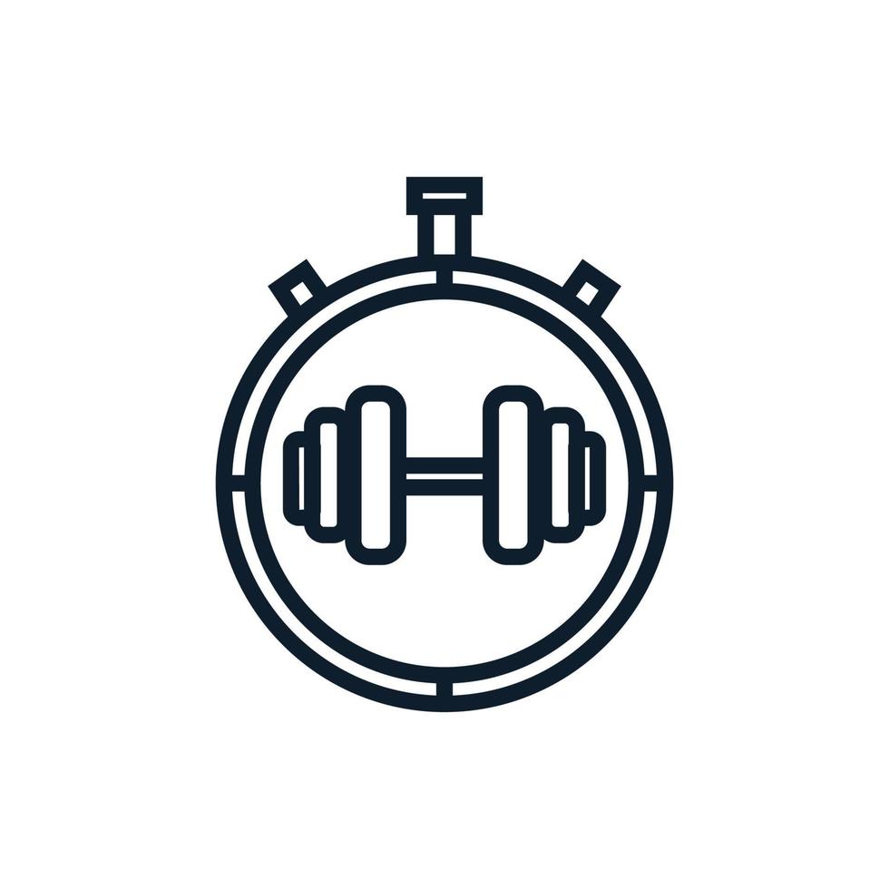 Stoppuhr mit Fitnessstudio Linie Logo Vektor Icon Design Illustration