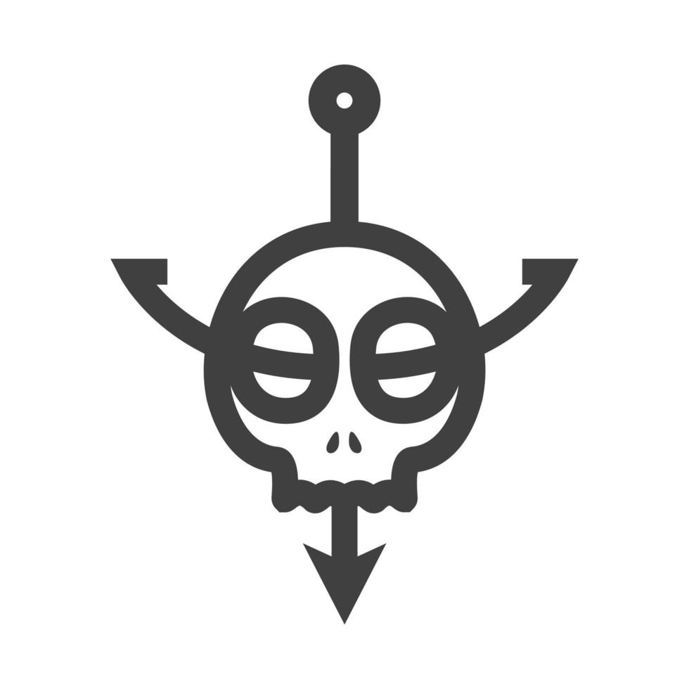 Anker mit Totenkopf Linie Logo Design Vektorgrafik Symbol Symbol Zeichen Illustration kreative Idee vektor