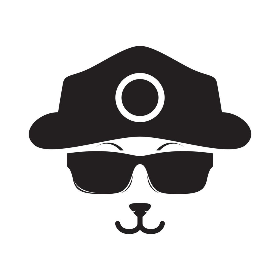 cool vovve ansikte med solglasögon och hatt logotyp design vektor grafisk symbol ikon tecken illustration kreativ idé