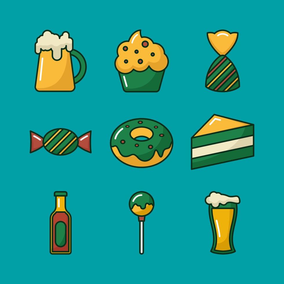 st patrick day food icon paket vektor