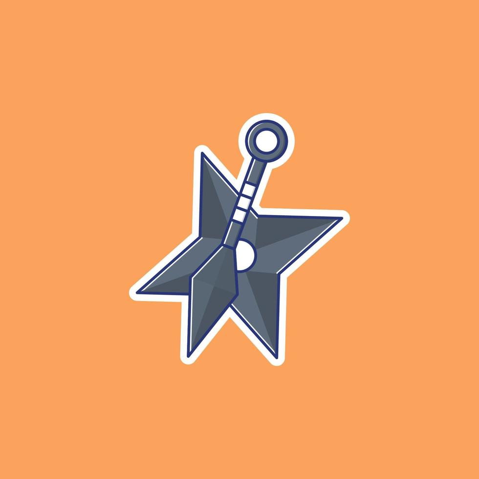 Kunai und Shuriken-Vektorillustration. Ninja-Waffe. Shinobi-Artikel. flacher cartoon-stil geeignet für symbol, web-landingpage, banner, flyer, aufkleber, karte, hintergrund, t-shirt, clipart vektor