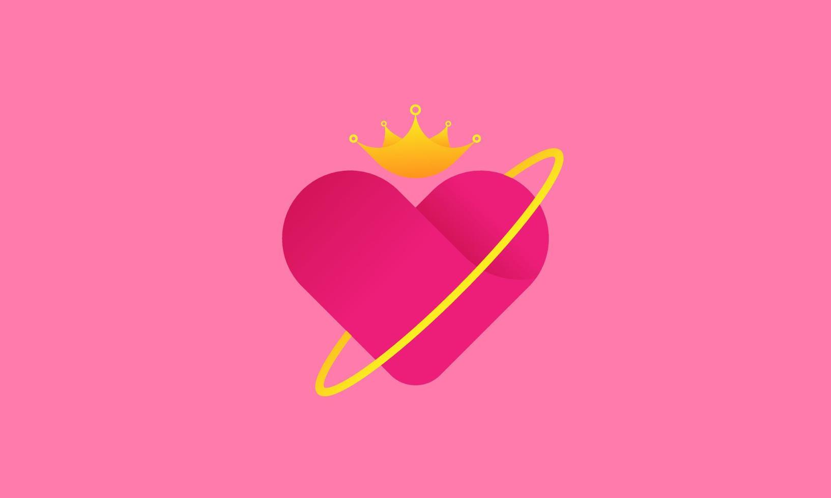 royal crown logotyp kärleksikon, lämplig för skönhet, kosmetika, smycken, kvinnor, tjejsaker, salong, eleganta företag och varumärken vektor