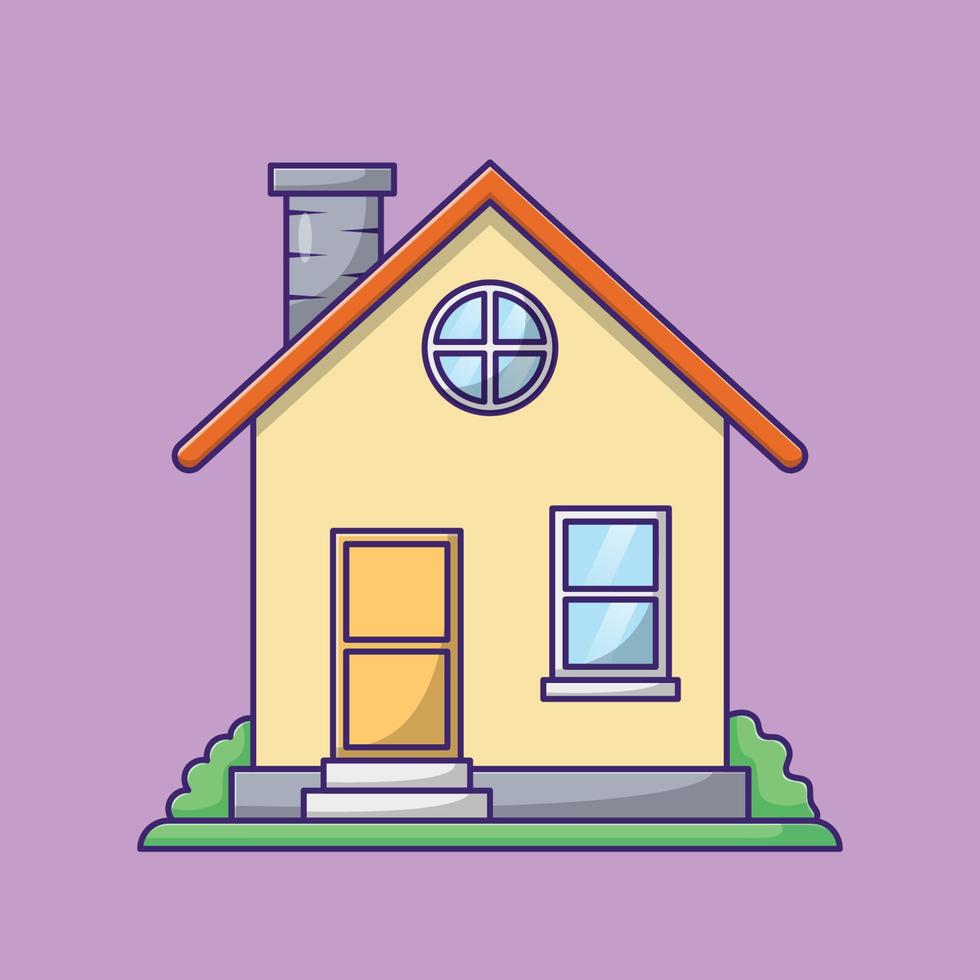 hus ikon illustration. hem vektor. platt tecknad stil lämplig för webbmålsida, banner, flyer, klistermärke, tapeter, bakgrund vektor