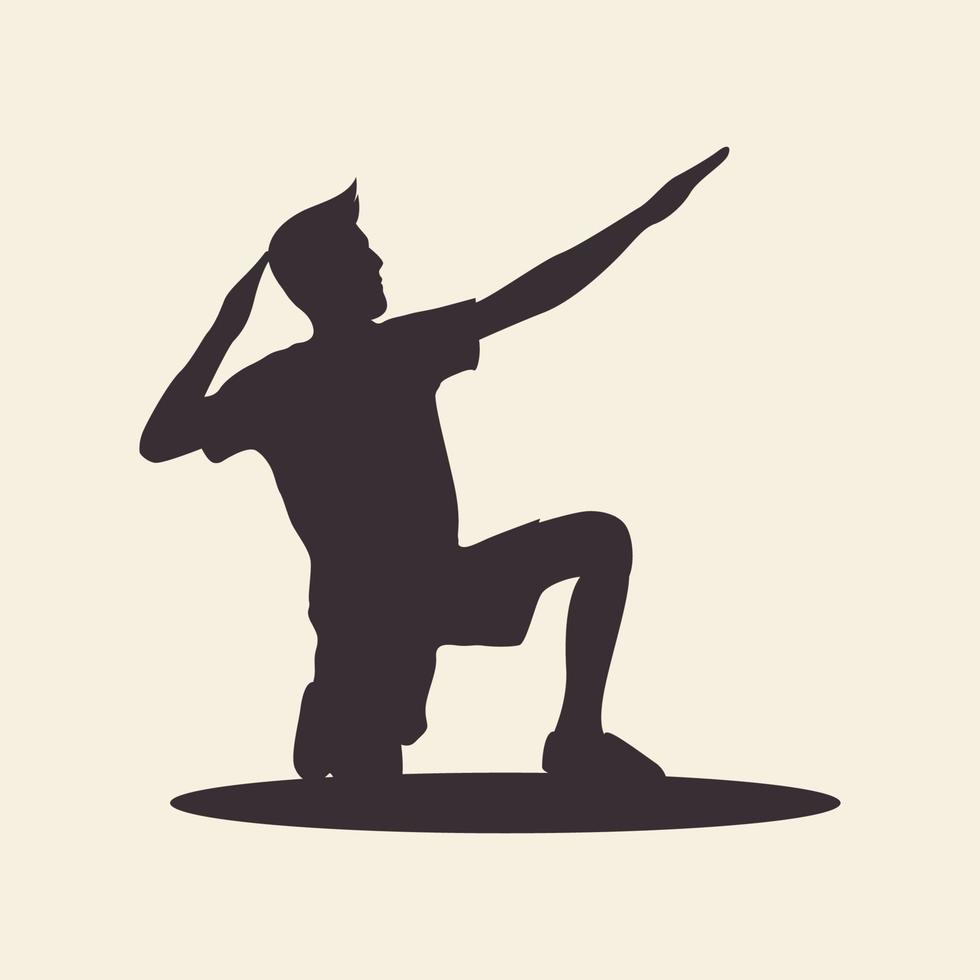 silhouette junger mann feiern fußball logo design vektorgrafik symbol symbol zeichen illustration kreative idee vektor