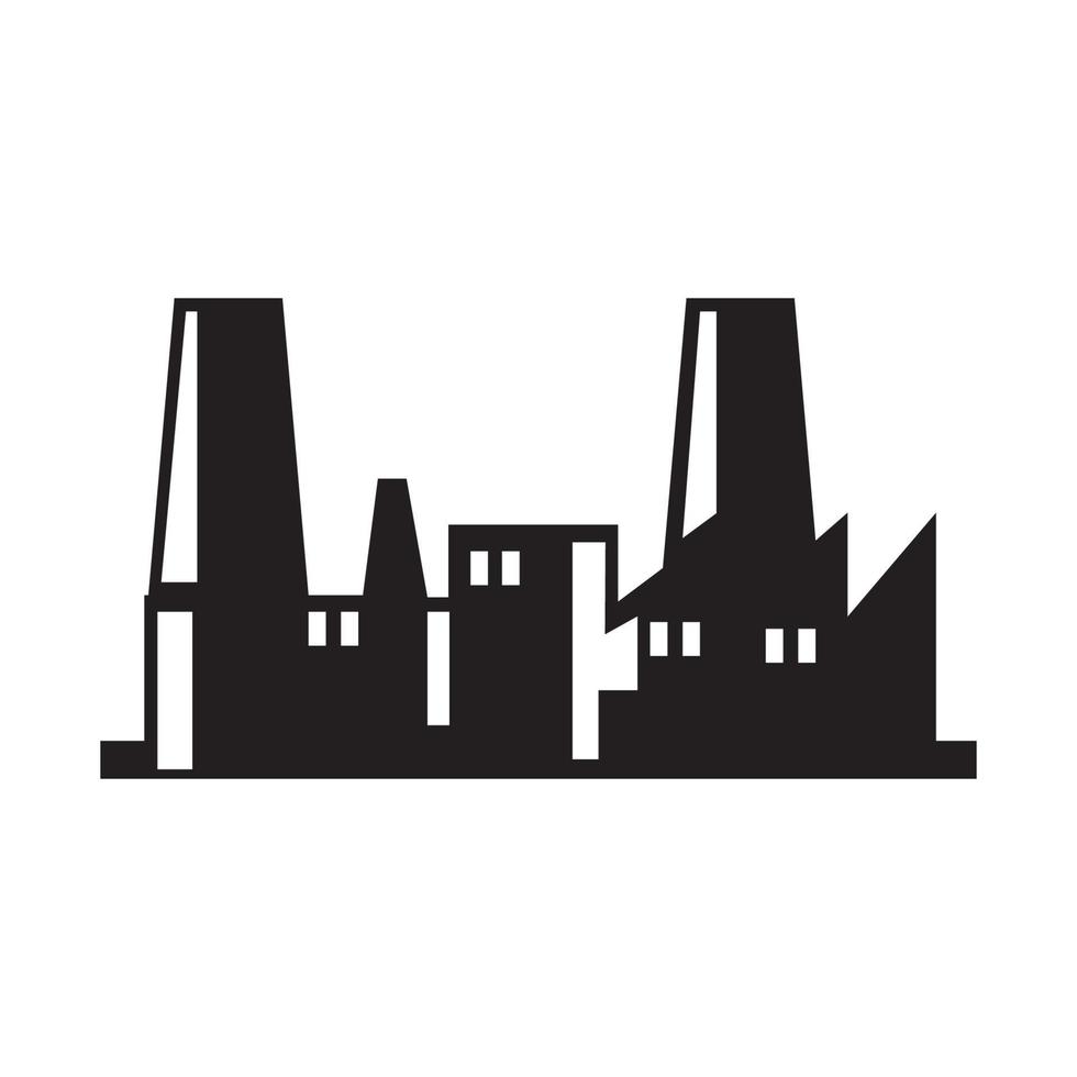 schwarz Gebäude Fabriken Logo Design Vektorgrafik Symbol Symbol Zeichen Illustration kreative Idee vektor