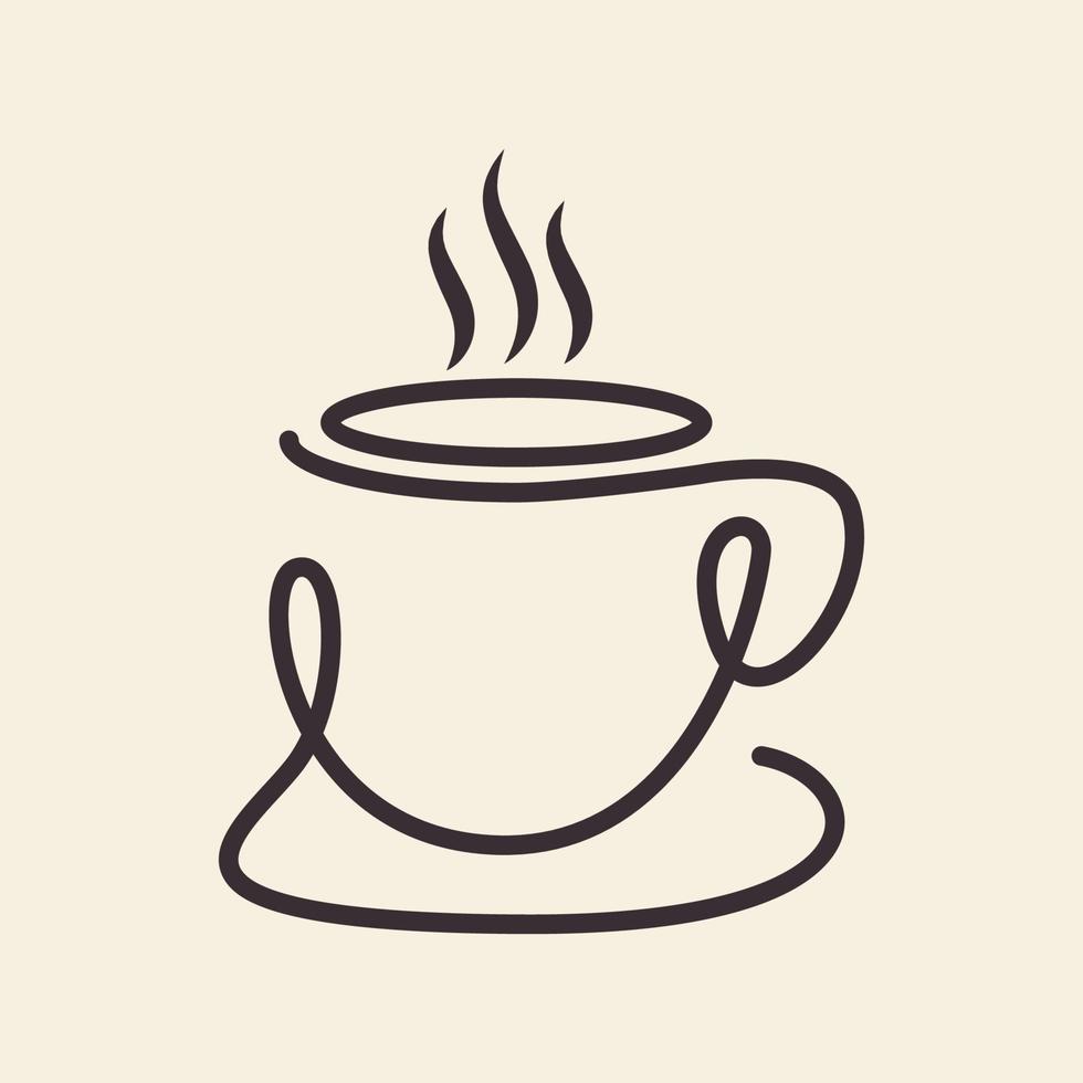 kontinuierliche linie tasse kaffee oder schokolade logo symbol symbol vektor grafik design illustration idee kreativ
