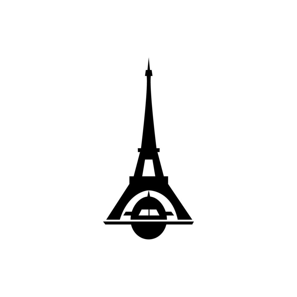 verspielte eiffelturm-paris-lebensmittel- oder restaurantlogo-designikone vektor